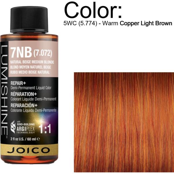 LumiShine Demi Permanent Liquid Color - 5WC (5.774) - Warm Copper Light Brown / 2 oz. By Joico