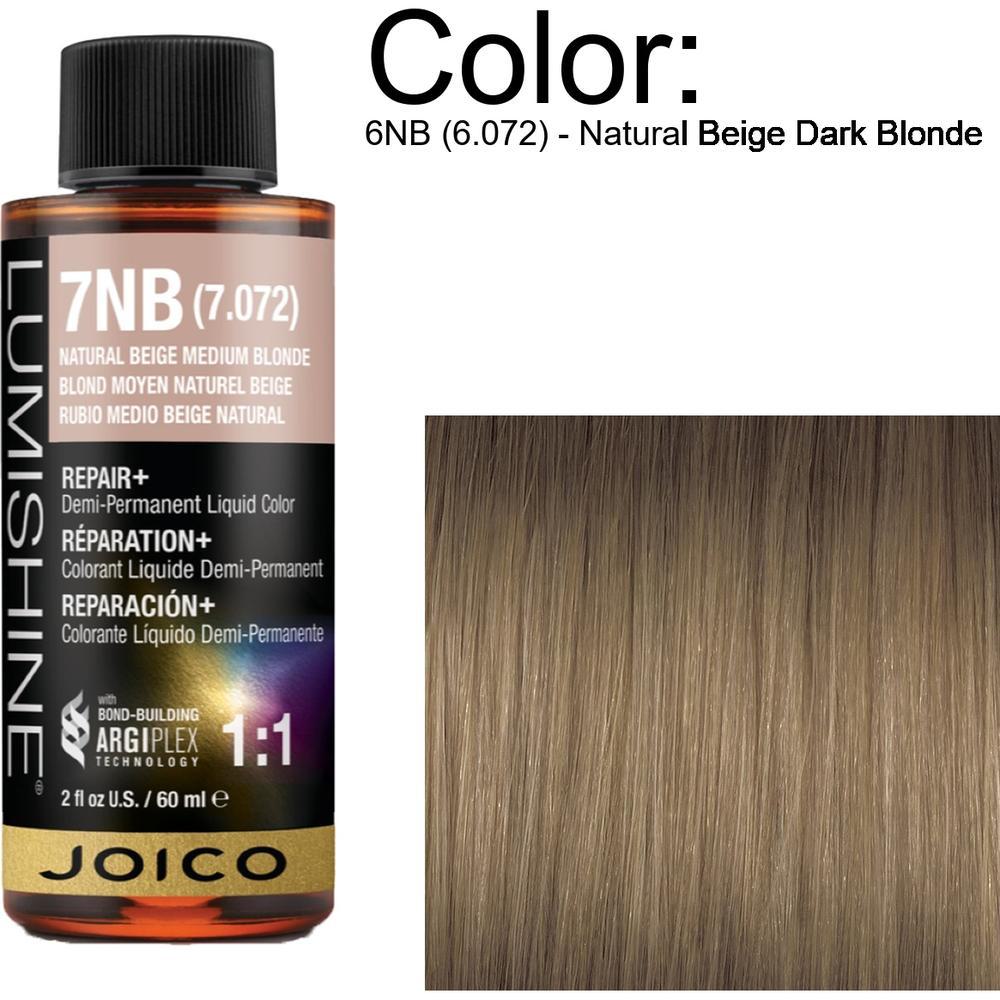 LumiShine Demi Permanent Liquid Color - 6NB (6.072) - Natural Beige Dark Blonde / 2 oz. By Joico
