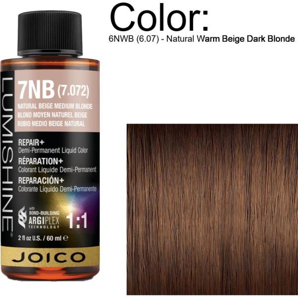 LumiShine Demi Permanent Liquid Color - 6NWB (6.07) - Natural Warm Beige Dark Blonde / 2 oz. By Joico