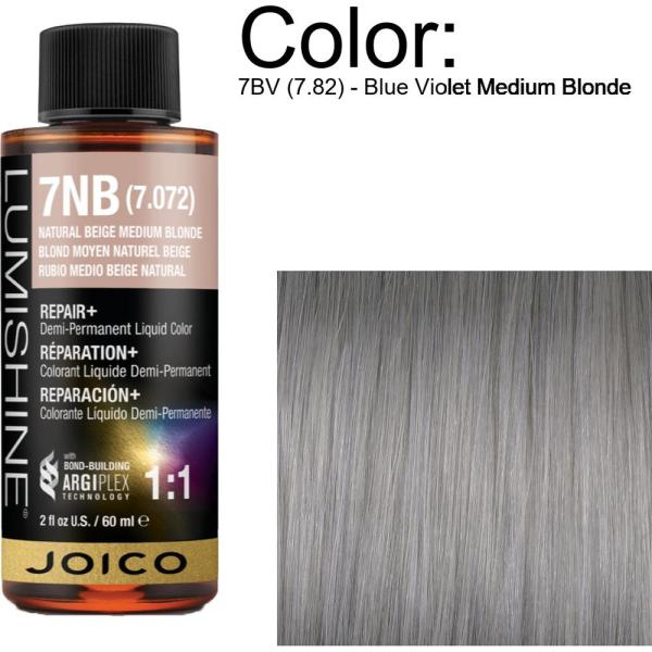 LumiShine Demi Permanent Liquid Color - 7BV (7.82) - Blue Violet Medium Blonde / 2 oz. By Joico