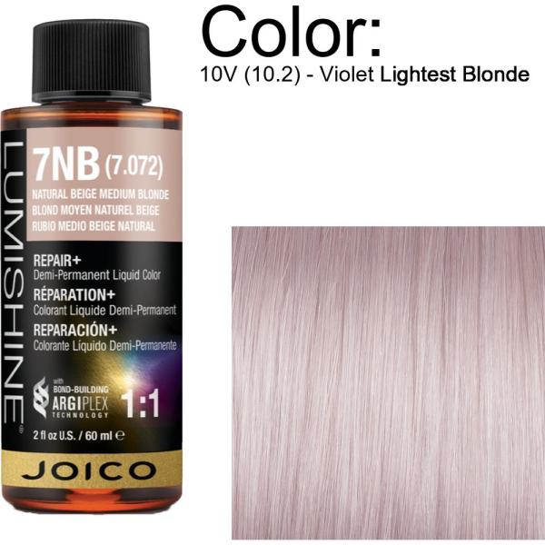 LumiShine Demi Permanent Liquid Color - 10V (10.2) - Violet Lightest Blonde / 2 oz. By Joico