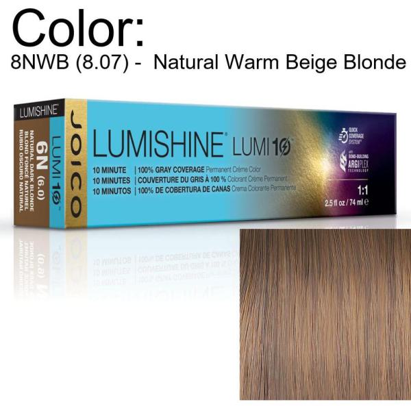 LumiShine Lumi10 Permanent Creme Color - 8NWB (8.07) -  Natural Warm Beige Blonde / 2.5 oz. by Joico