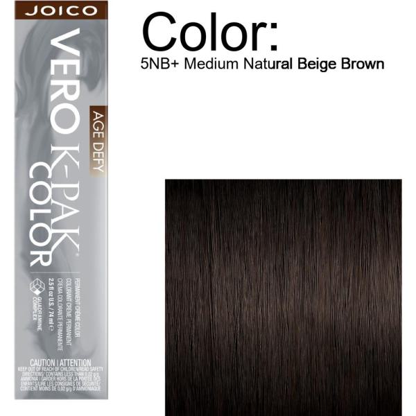 Joico Vero K-PAK Age Defy Permanent Creme Color - 5NB+ Medium Natural Beige Brown / 2.5 oz.