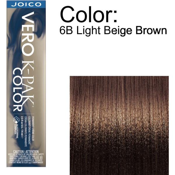 Joico Vero K-PAK Permanent Creme Color - 6B Light Beige Brown / 2.5 oz.
