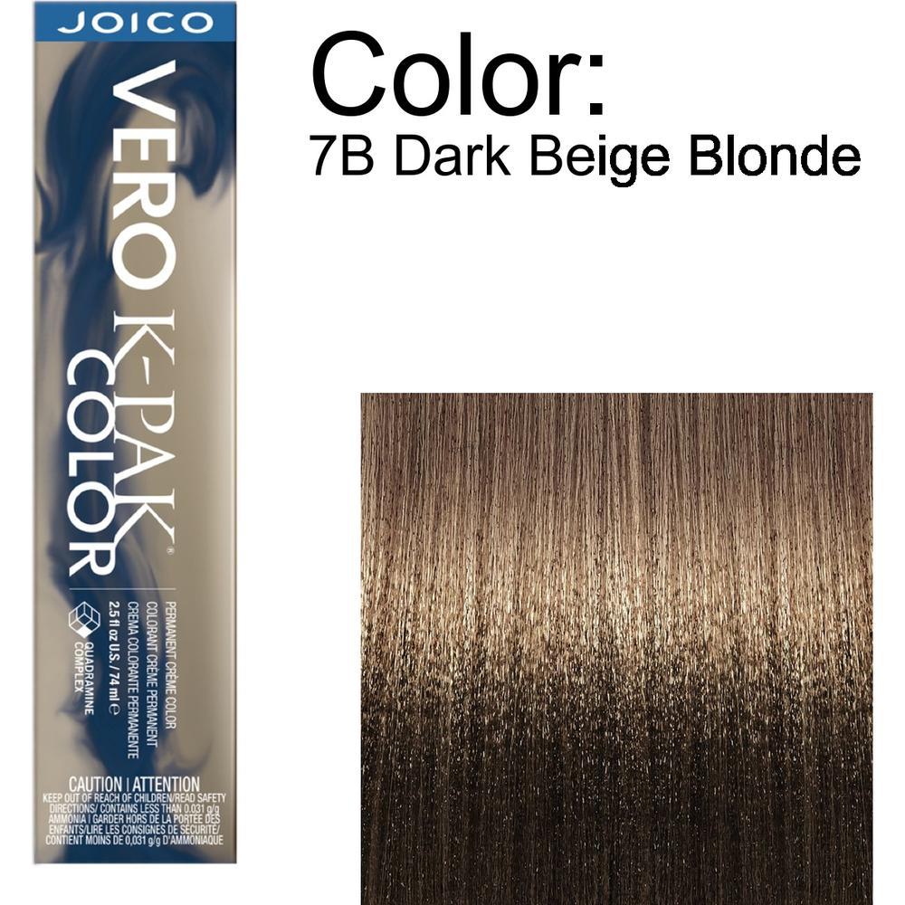 Joico Vero K-PAK Permanent Creme Color - 7B Dark Beige Blonde / 2.5 oz.