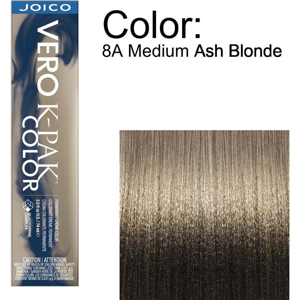 Joico Vero K-PAK Permanent Creme Color - 8A Medium Ash Blonde / 2.5 oz.