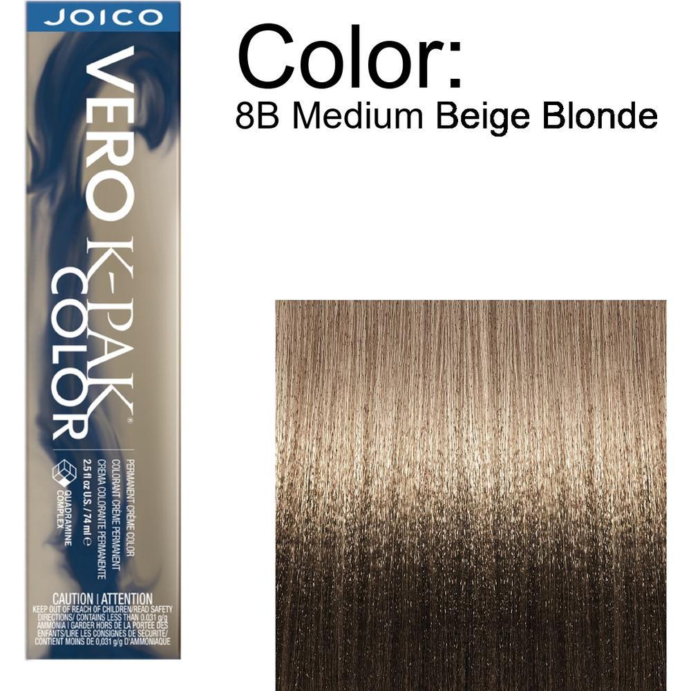 Joico Vero K-PAK Permanent Creme Color - 8B Medium Beige Blonde / 2.5 oz.
