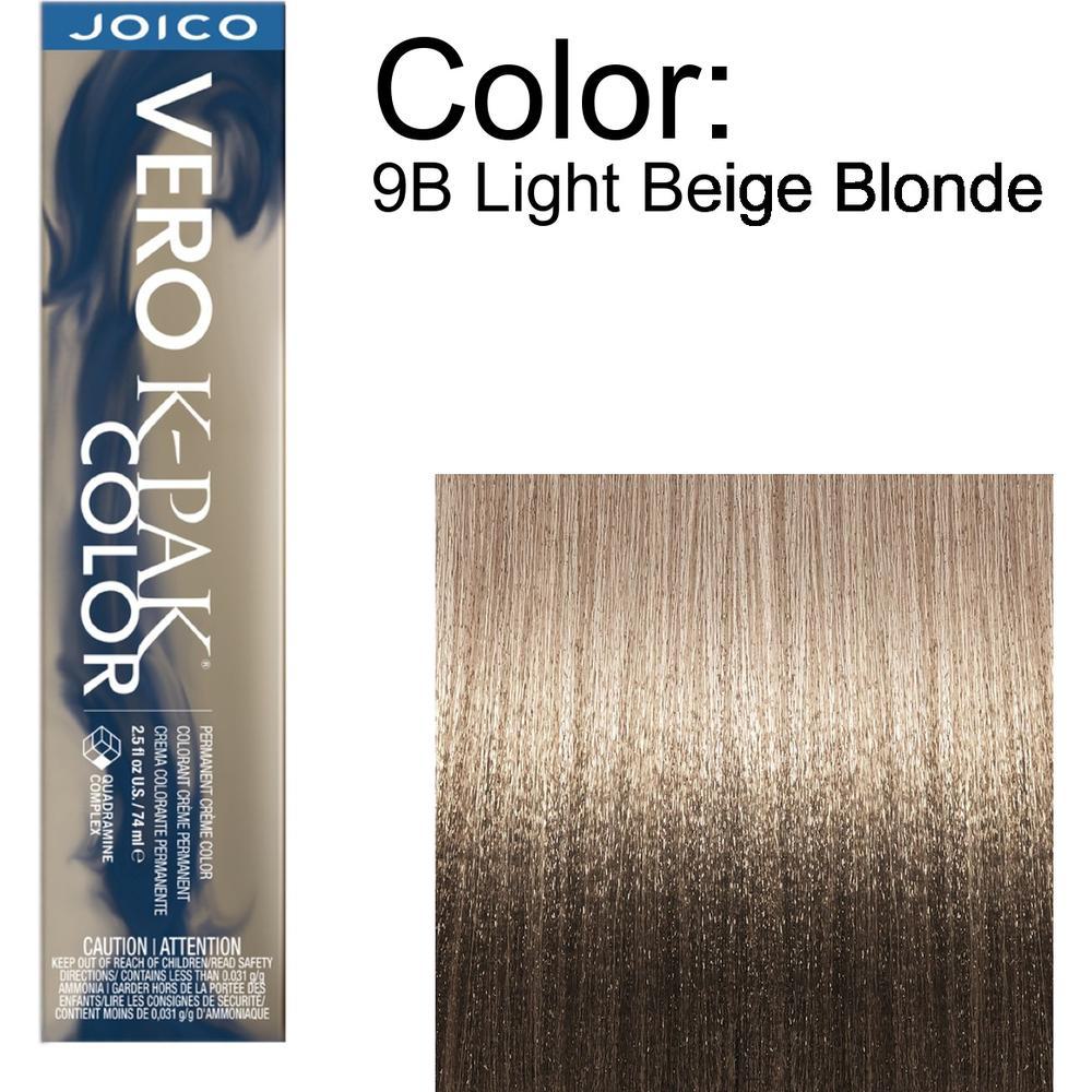 Joico Vero K-PAK Permanent Creme Color - 9B Light Beige Blonde / 2.5 oz.